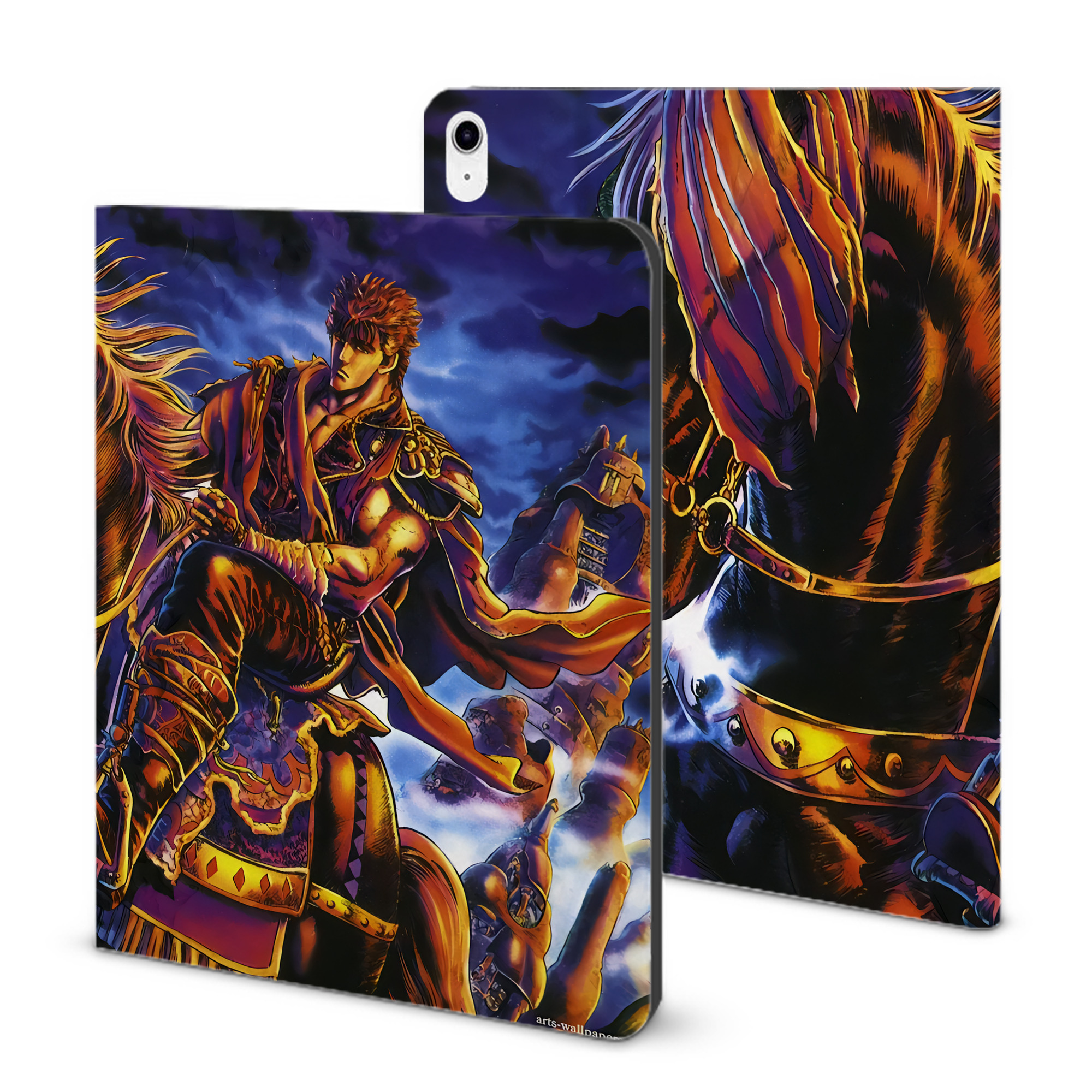 （画像用） 北斗の拳 Fist of the North Star IPad ケース ブック型 PUレザー TPU 耐衝撃 軽量 薄型 ペン収納なし 全面保護 IPad 各モデル対応